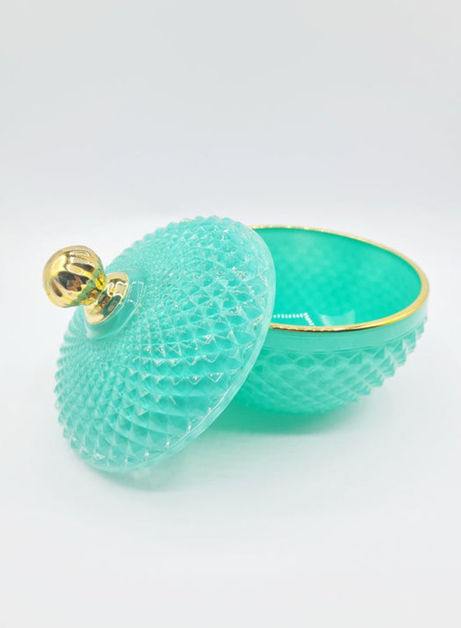 Amal Modern Stylish Glass Candle Jar With Lid Unique Luxury Quality Material For The Perfect Stylish Home Green/Gold 9 x 8.5cm - Image 3