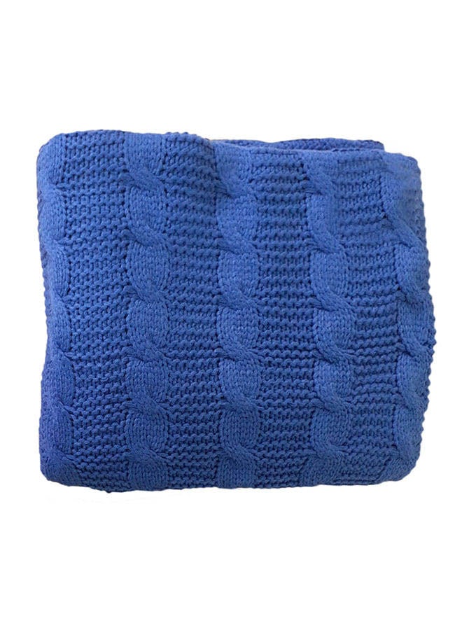 Noon East - Lightweight Summer Blanket Queen Size 400 GSM Soft Knitted All Season Blanket Bed And Sofa Throw Blue 150 x 200cm - Image 1