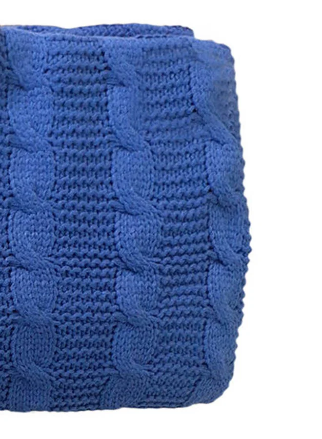 Noon East Lightweight Summer Blanket Queen Size 400 GSM Soft Knitted All Season Blanket Bed And Sofa Throw Blue 150 x 200cm