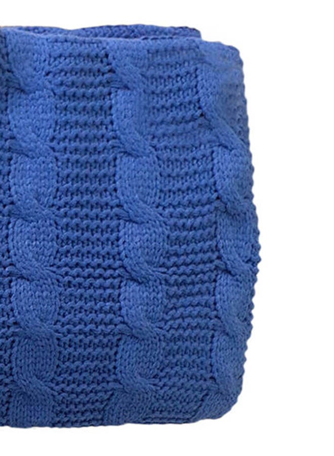 Noon East - Lightweight Summer Blanket Queen Size 400 GSM Soft Knitted All Season Blanket Bed And Sofa Throw Blue 150 x 200cm - Image 1