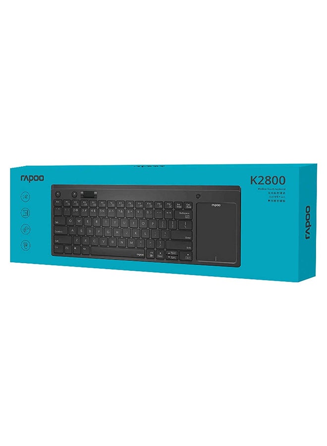 Rapoo - K2800 Wireless Keyboard with Touchpad - (Arabic/English) Black - Image 1