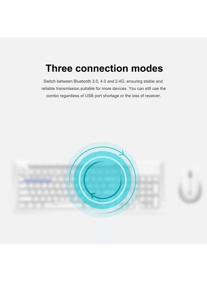 Rapoo Wireless Keyboard and Mouse Combo (8200M) Multi Wireless Connection BT 3.0/4.0/2.4 GHz| English & Arabic Keyboard| Multimode Keyboard with Silent Mouse White - Image 4