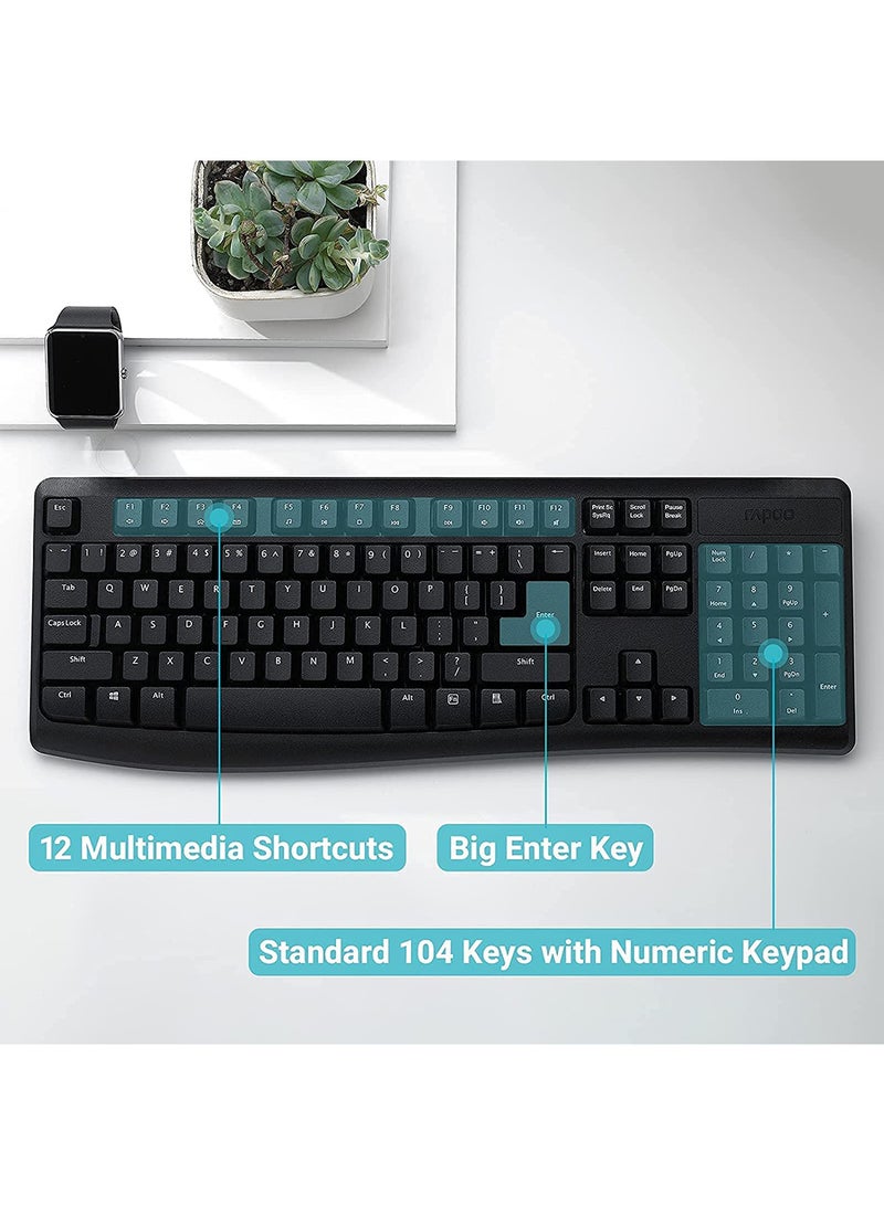 Rapoo X1800 Wireless Optical Mouse & Keyboard Black - Image 5