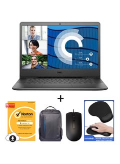 Vostro 14 3400 Laptop With 14-Inch Display, Core i3-1115G4 Processor/8GB RAM/256GB SSD/Intel UHD Graphics/Windows 10 With Mouse Pad + Norton Anti Virus + Mouse + Laptop Bag English Black