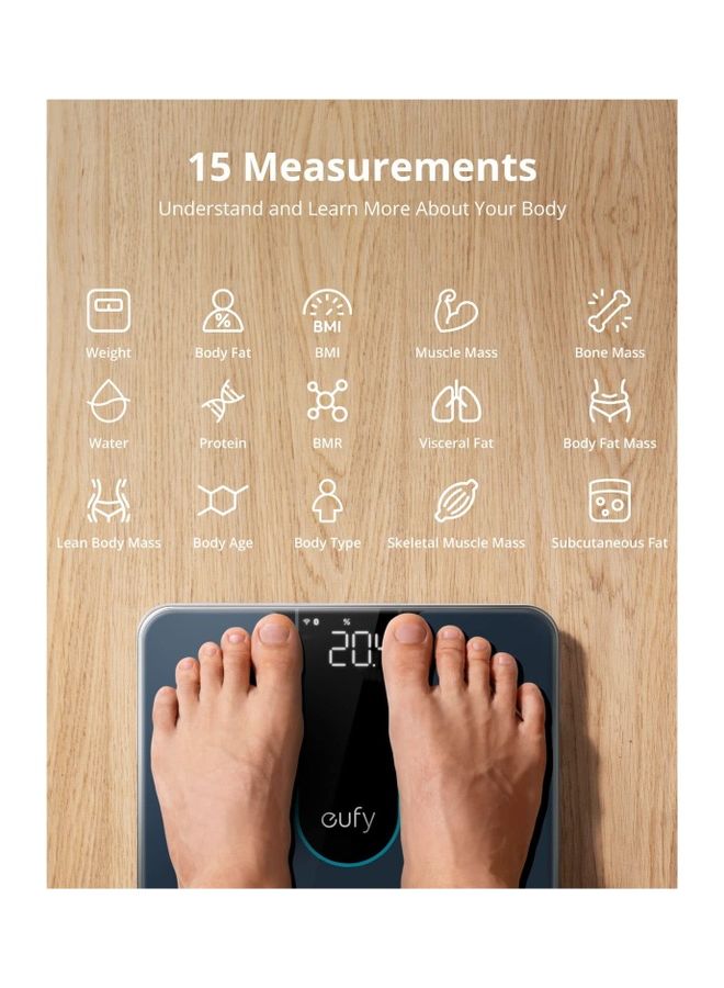 eufy Smart Scale P2, Digital Bathroom Weight Scale with Wi-Fi, Bluetooth Weighning Scale, 15 Measurements Including Weight, Body Fat, BMI, Muscle & Bone Mass, 3D Virtual Body Mod, 50 g/0.1 lb, IPX5  - Image 2