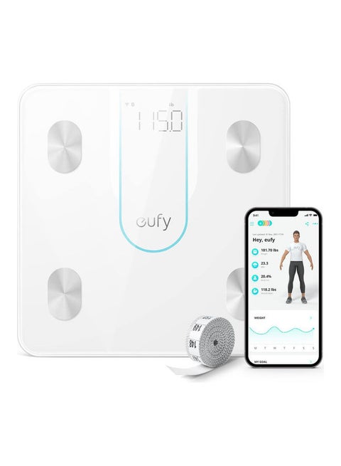 Smart Scale P2, Digital Bathroom Weight Scale with Wi-Fi, Bluetooth Weighing Scale, 15 Measurements Including Weight, Body Fat, BMI, Muscle & Bone Mass, 3D Virtual Body Mod, 50 g/0.1 lb, IPX5 T9148 White