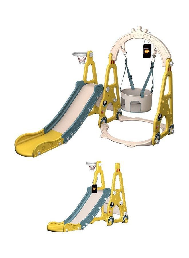 كيدل طقم أرجوحة وزحلوقة 4 في 1 للأطفال حديثي المشي مع حزام أمان وحلقة كرة سلة 138x152x123سم - Image 1