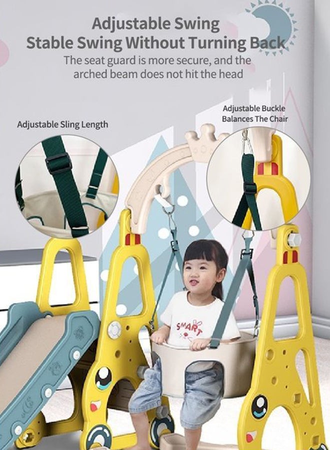 كيدل طقم أرجوحة وزحلوقة 4 في 1 للأطفال حديثي المشي مع حزام أمان وحلقة كرة سلة 138x152x123سم - Image 2