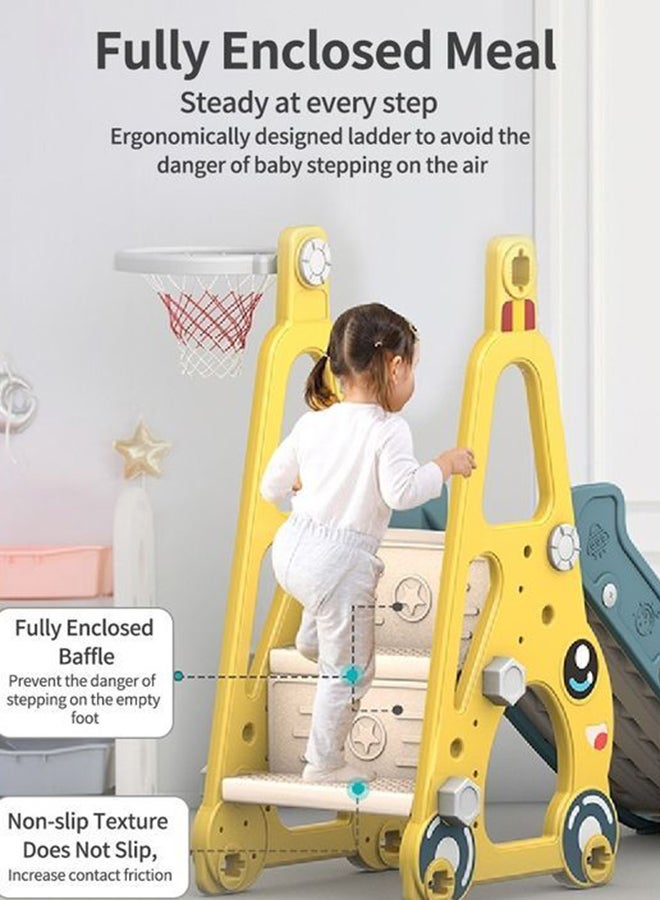 كيدل طقم أرجوحة وزحلوقة 4 في 1 للأطفال حديثي المشي مع حزام أمان وحلقة كرة سلة 138x152x123سم - Image 3