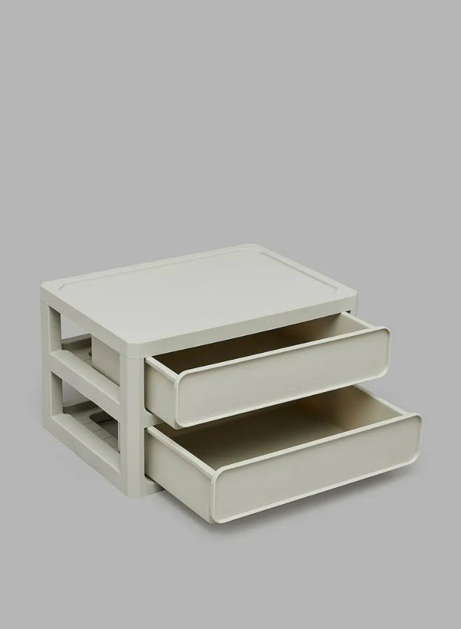 آيلا منظم المكياج مكون من درجين للتخزين رمادي - Image 2