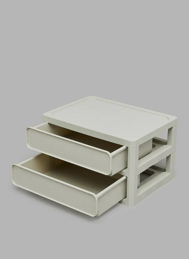 آيلا منظم المكياج مكون من درجين للتخزين رمادي - Image 4