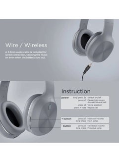 EDIFIER W600BT Bluetooth Stereo Headphones Ergonomic Design Two Devices Easily Switch Over Bluetooth V5.1 Grey  - Image 3