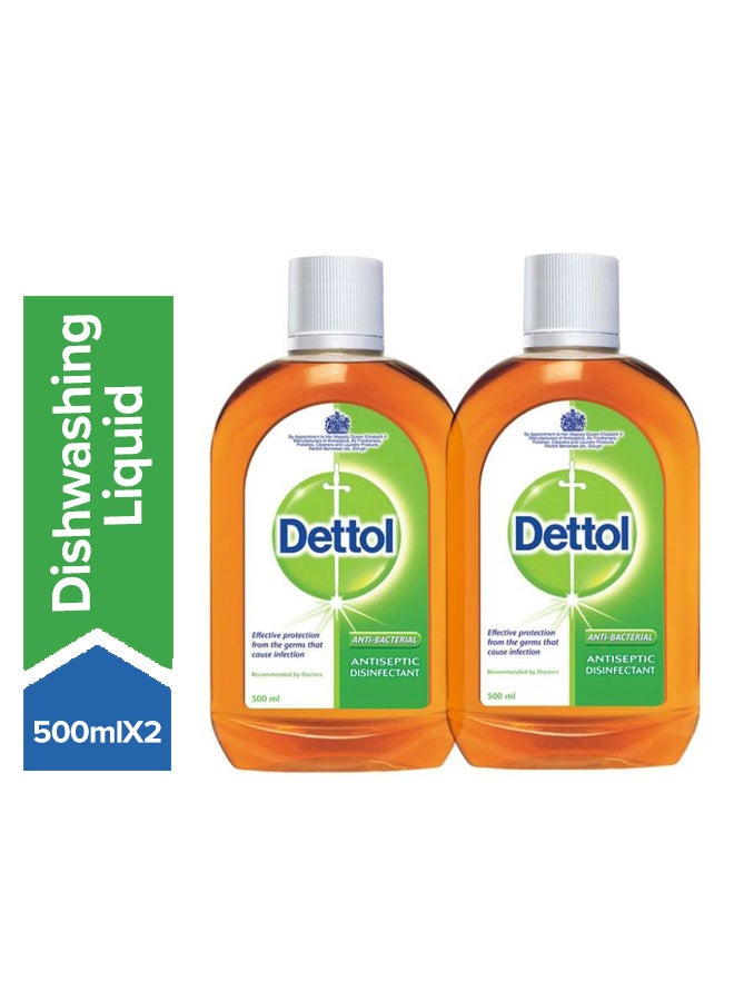 Dettol Pack Of 2 Antiseptic Disinfectant Liquid Orange 500ml  - Image 1