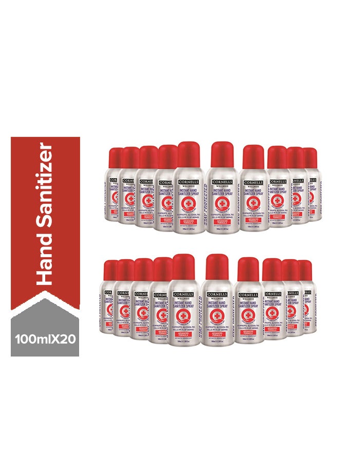 CORNELLS WELLNESS - Hand Sanitizer Spray Pack Of 20 Clear 100ml - Image 1