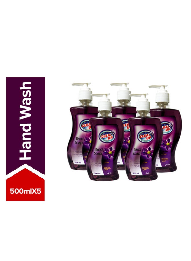 CLEAN UP 5-Piece Hand Soap Lavender Purple 500ml - Image 1