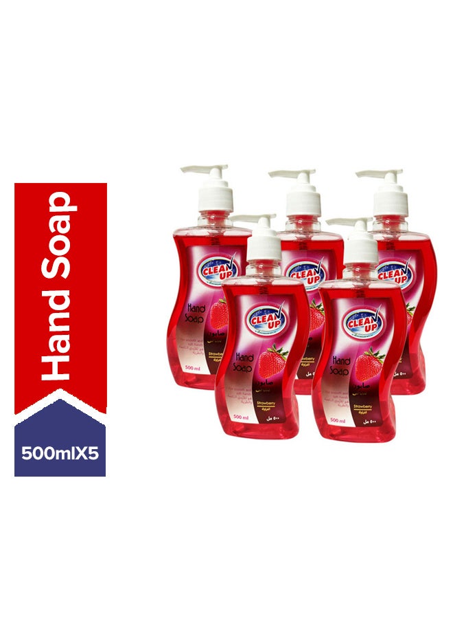 CLEAN UP 5-Piece Hand Soap Strawberry Red 500ml - Image 1