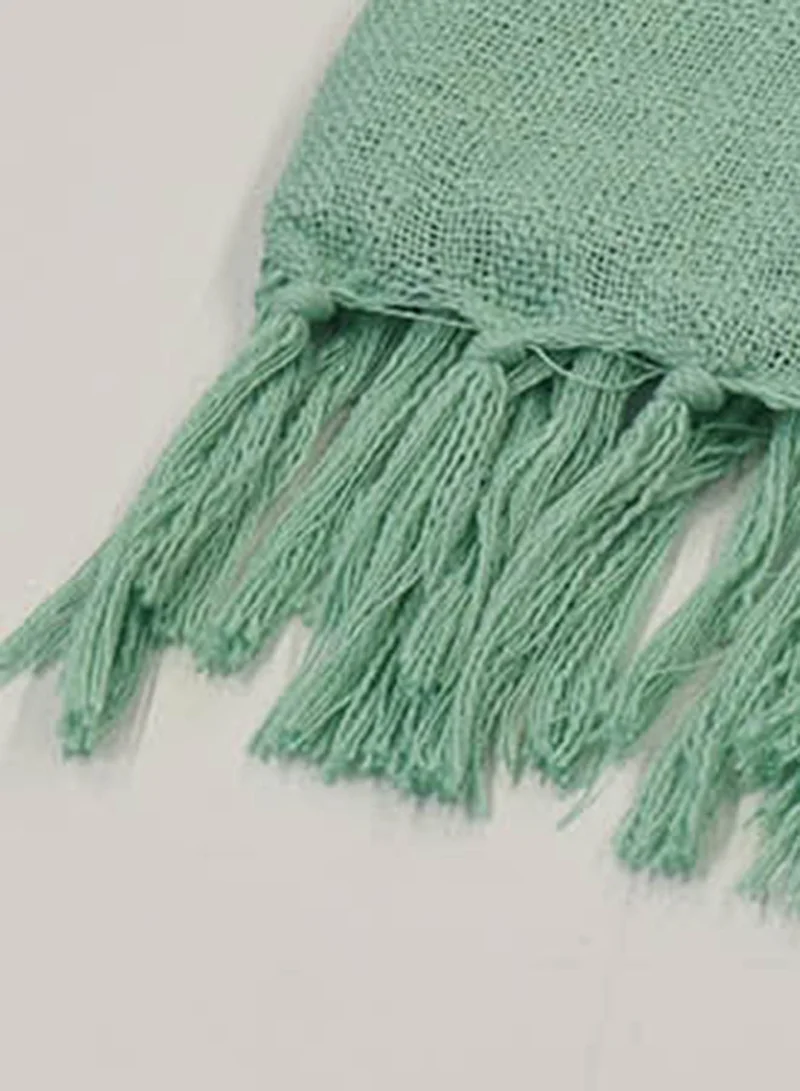 Noon East Lightweight Summer Blanket Queen Size 200 GSM Woven Texture All Season Blanket Bed And Sofa Throw Green 150 x 200cm