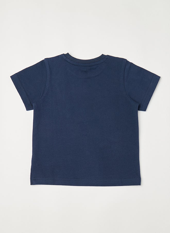 Neon Baby Boys Round Neck Short Sleeve T-Shirt Navy - Image 2