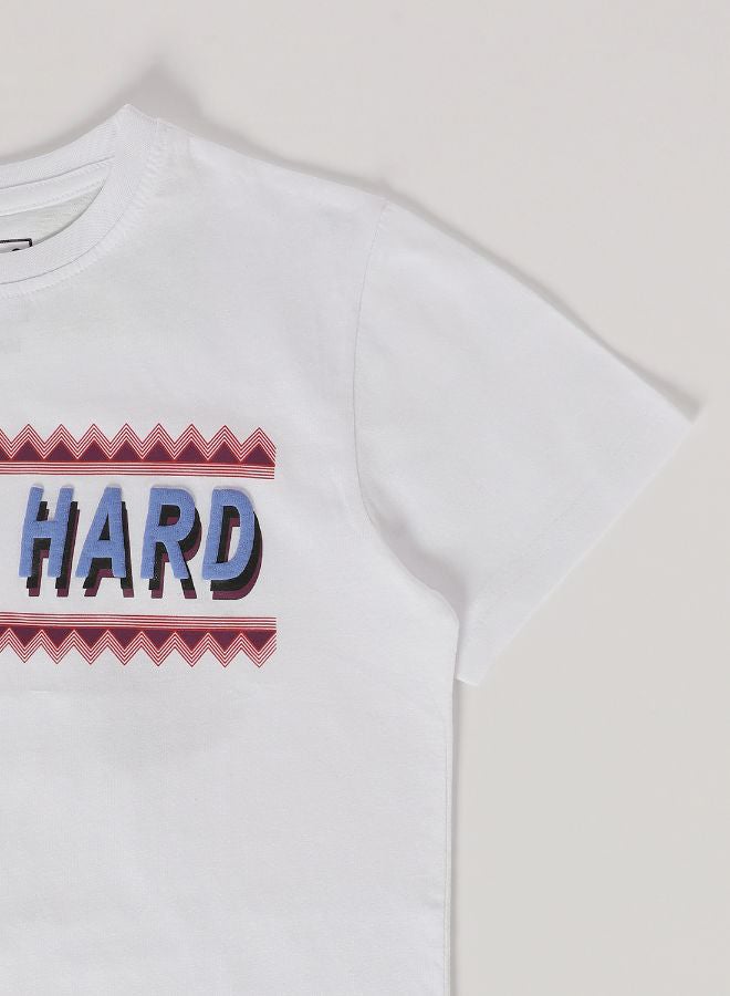 NEON Train Hard Printed Casual Crew Neck T-Shirt Navajo White  - Image 3