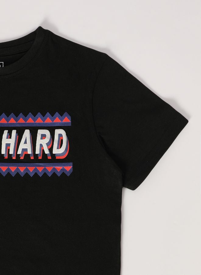 NEON Train Hard Printed Casual Crew Neck T-Shirt Bottle Black  - Image 3