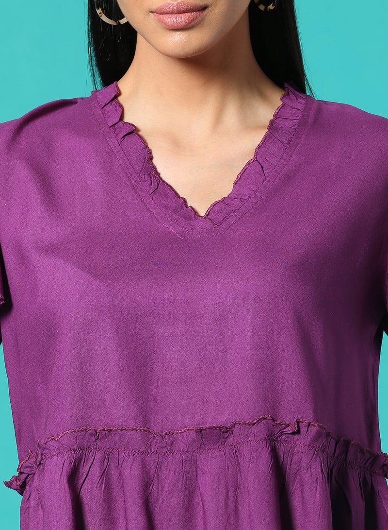 Aila Frill Detail Top Magenta  - Image 4