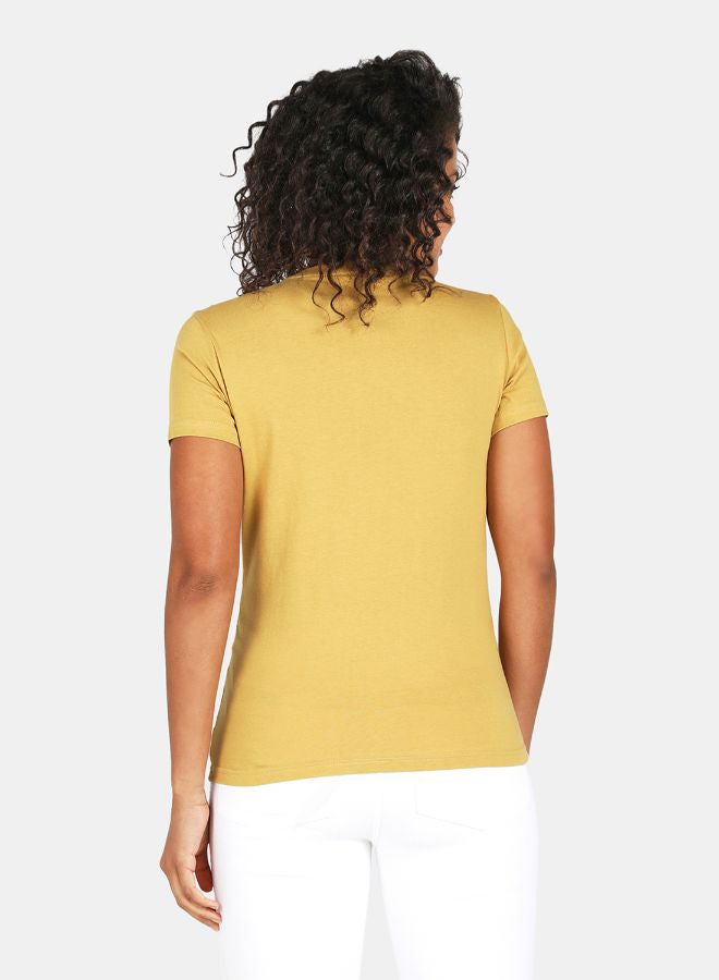 DRIP Floral Printed Round Neck Casual T-Shirt Curry  - Image 2