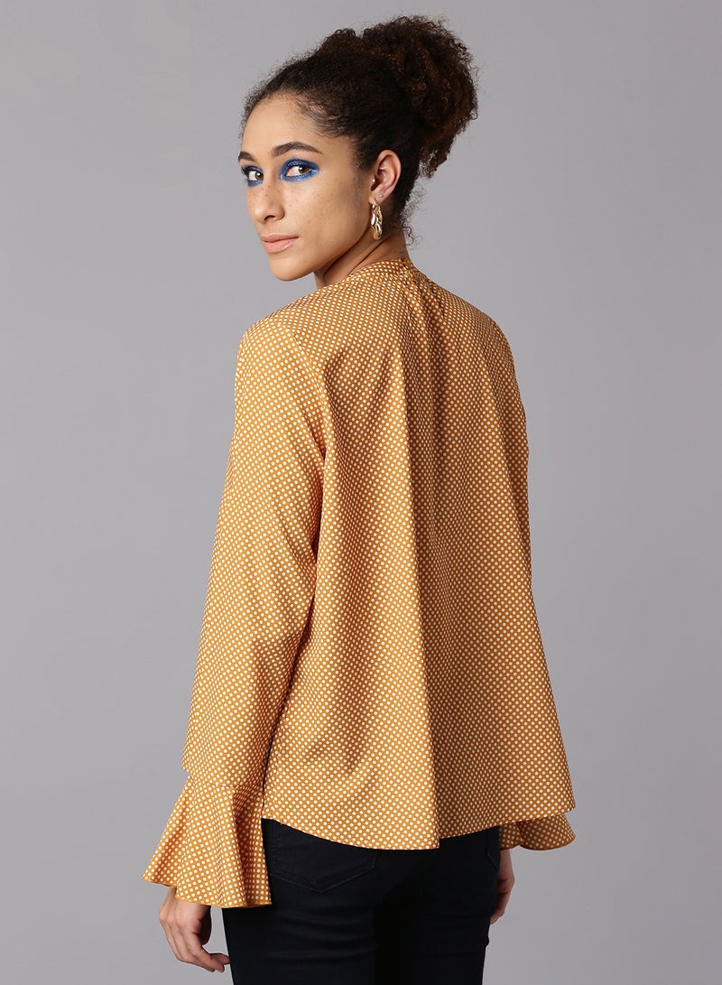 Aila Long Sleeve Casual Top Mustard - Image 2