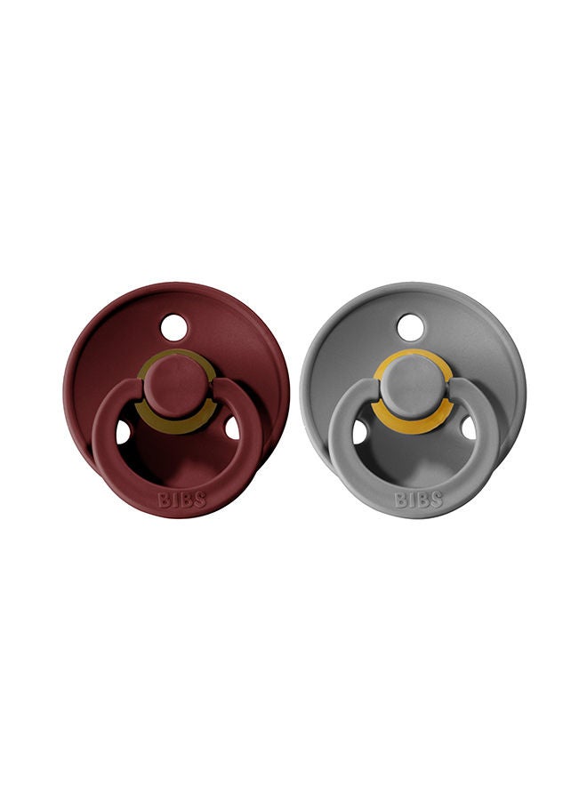 بيبس لهاية مقاس 1، للأطفال منذ الولادة حتى عمر 6 أشهر، قطعتان، بلون أحمر داكن/رمادي سموكي - Image 1