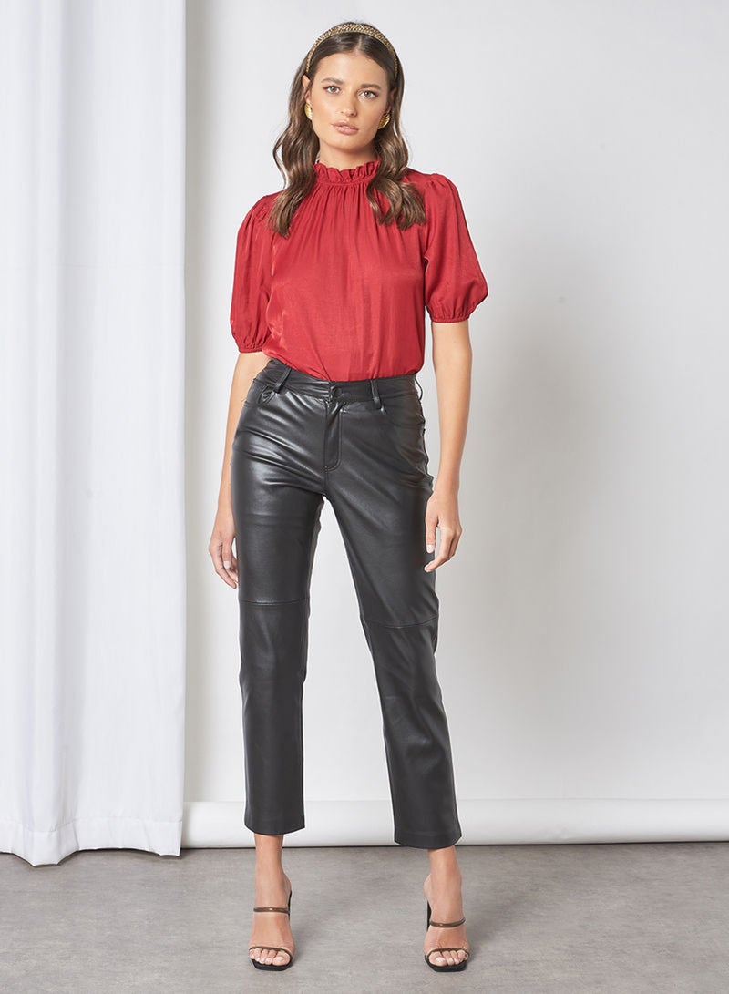 Aila Elastic Collar Top Red  - Image 3