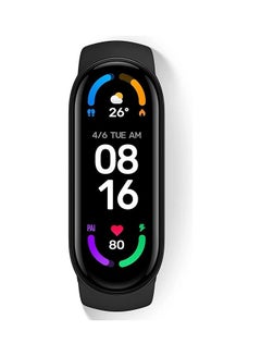 شاومي ساعة رياضية باند 6 بشاشة AMOLED مقاس 1.56 بوصة بدقة عالية الوضوح لتتبع معدل ضربات القلب/الضغط/النوم وقياس معدل تشبع الدم بالأكسجين ومتابعة صحة المرأة على مدار 24 ساعة بتصميم ضد الماء بمعيار 5ATM لون أسود  - Image 1