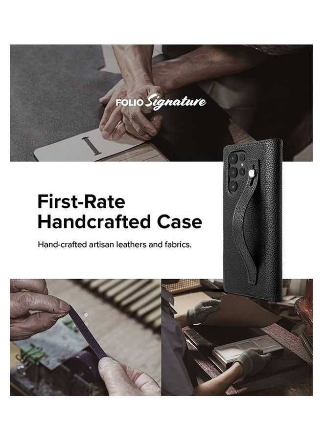 Ringke Folio Signature EZ Strap Compatible with Samsung Galaxy S22 Ultra 5G Case (2022) Black  - Image 4