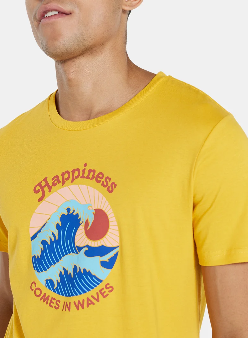 DEDICATED Happiness Crew Neck T-Shirt Yellow