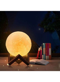 ماركة غير محددة مصباح LED على شكل قمر مع تحكم باللمس وعن بُعد أبيض/بني 15X15X15سم  - Image 3