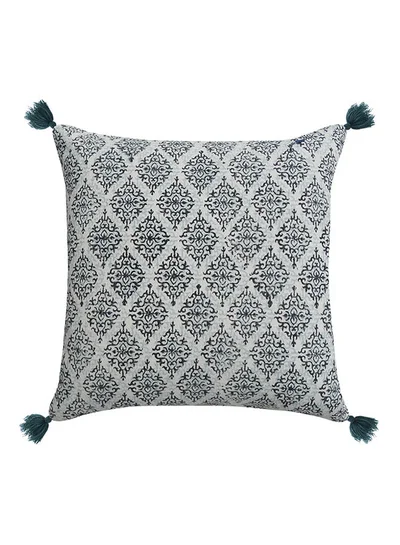 ايست من نون Decorative Cushion - 100% Cotton Cover Microfiber Infill Bedroom Or Living Room Decoration Blue/Metallic Grey 45 x 45cm
