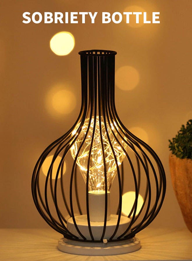 Switch Retro Wrought Art Hollow Bottle LED Table Lamp Black 15 x 15 x 24cm  - Image 2
