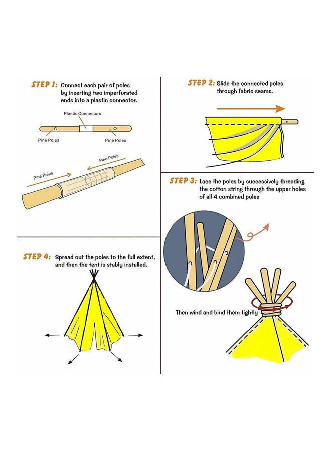 Kidle - Portable Indian Children's Cotton Carva Tipi Teepee Tent Indoor Playhouse 100x100x110cm - Image 1