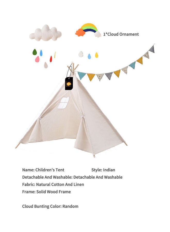 Kidle - Portable Indian Children's Cotton Carva Tipi Teepee Tent Indoor Playhouse 100x100x110cm - Image 1