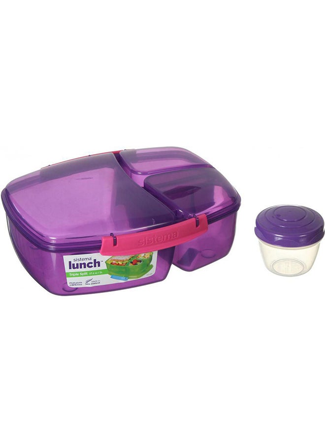 sistema Triple Split Lunch Box With Yoghurt Pot Purple - Image 2