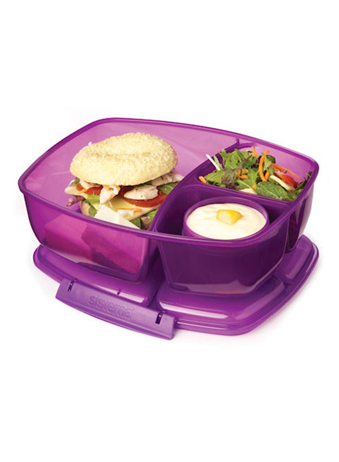 sistema Triple Split Lunch Box With Yoghurt Pot Purple - Image 3
