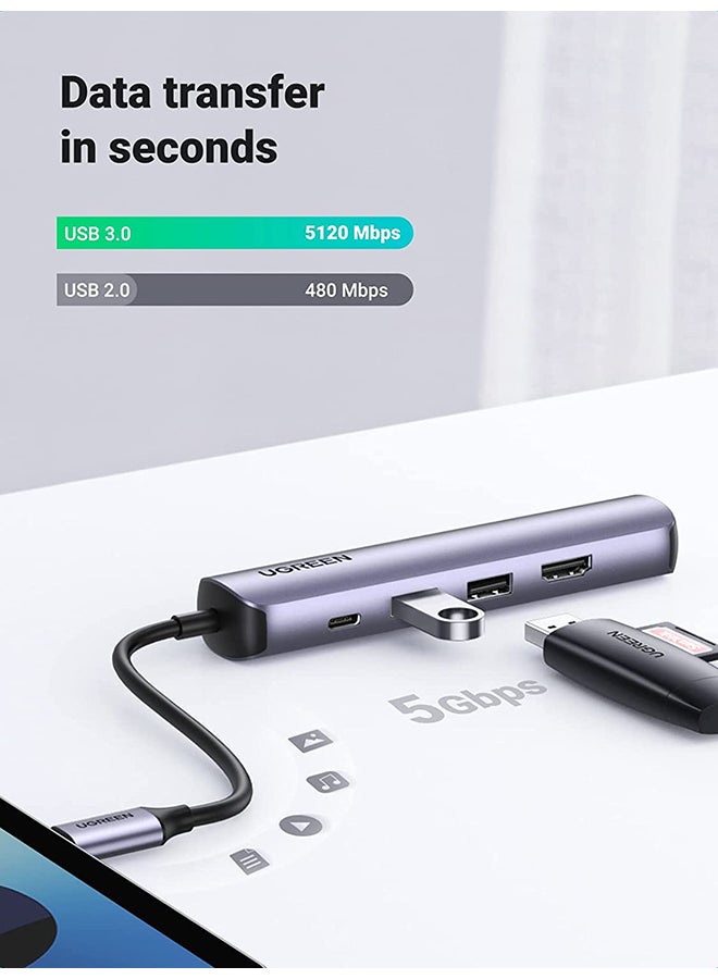 Ugreen USB C Hub 5-in-1 Type C Adapter with Ethernet USB-C Multiport with 4K HDMI RJ45 Ethernet 2 USB Ports USB C PD Charging for MacBook Pro/Air M1 2021 iPad Pro 2021 Grey  - Image 5