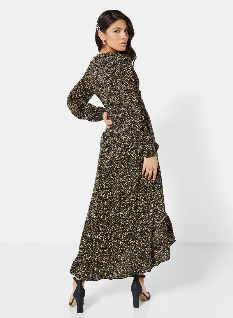Jacqueline de Yong Printed Wrap Dress Multicolour