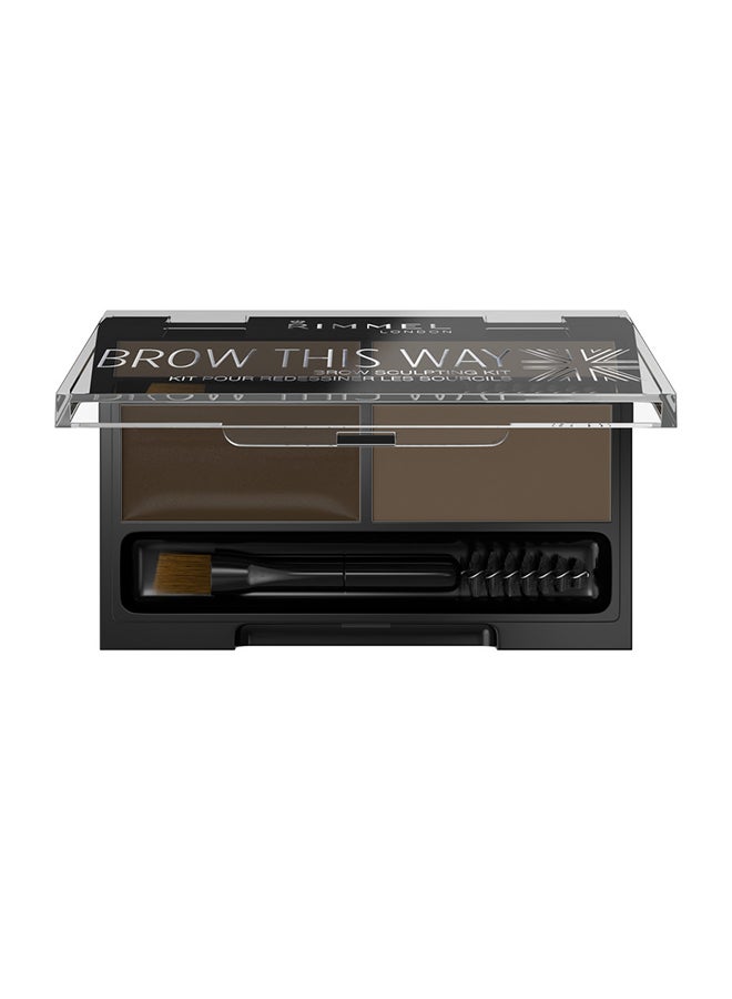 RIMMEL LONDON Brow This Way Sculpting EyeBrow Palette 003 Dark Brown  - Image 1