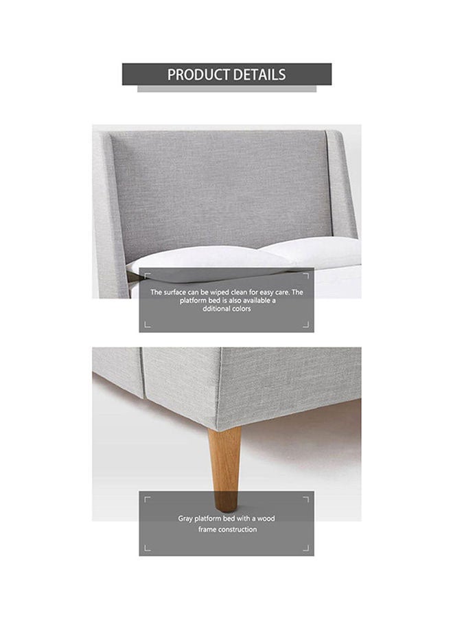 Switch - Bed Base & Headboard - Twin Size Bed - Nordic Style Collection - Wood Grey Color - Size 120 X 190 - Modern Home Grey 120 x 190cm - Image 1