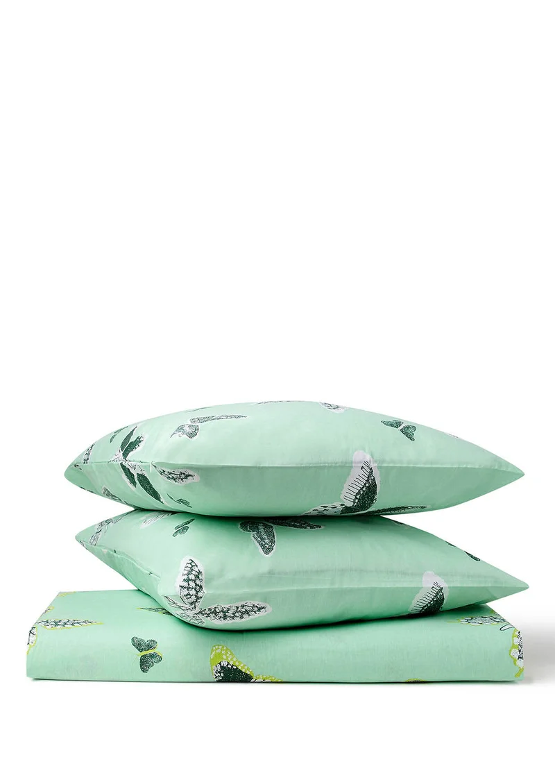 Noon East Duvet Cover Set - With 1 Duvet Cover And 2 Pillow Cover 50X75 Cm - For King/Super King Size Mattress - 100% Cotton 180 Thread Count Green 260 x 220cm