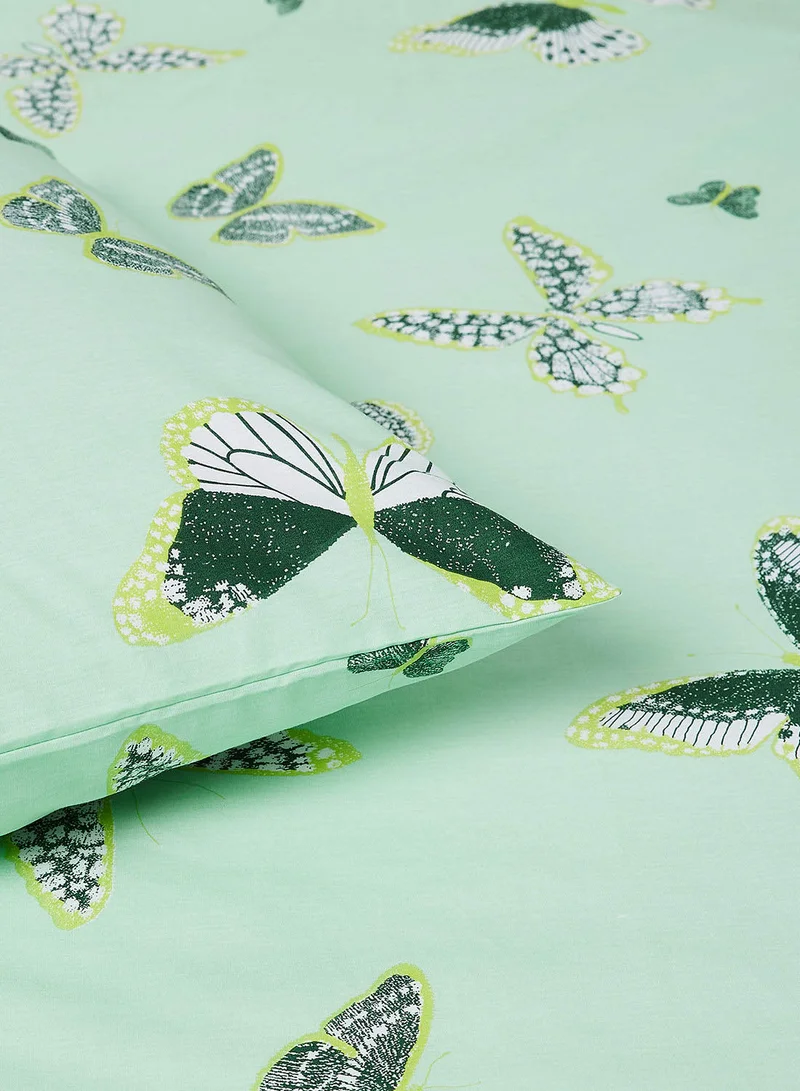 Noon East Duvet Cover Set - With 1 Duvet Cover And 2 Pillow Cover 50X75 Cm - For King/Super King Size Mattress - 100% Cotton 180 Thread Count Green 260 x 220cm