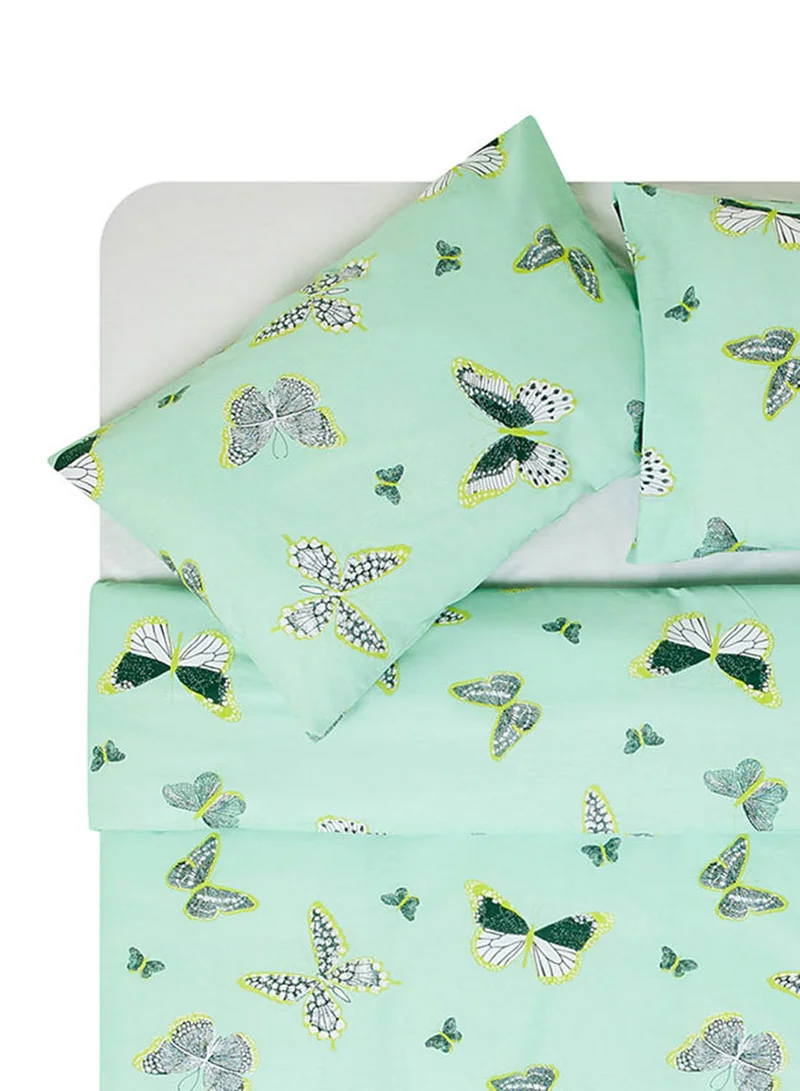 Noon East Duvet Cover Set - With 1 Duvet Cover And 2 Pillow Cover 50X75 Cm - For King/Super King Size Mattress - 100% Cotton 180 Thread Count Green 260 x 220cm