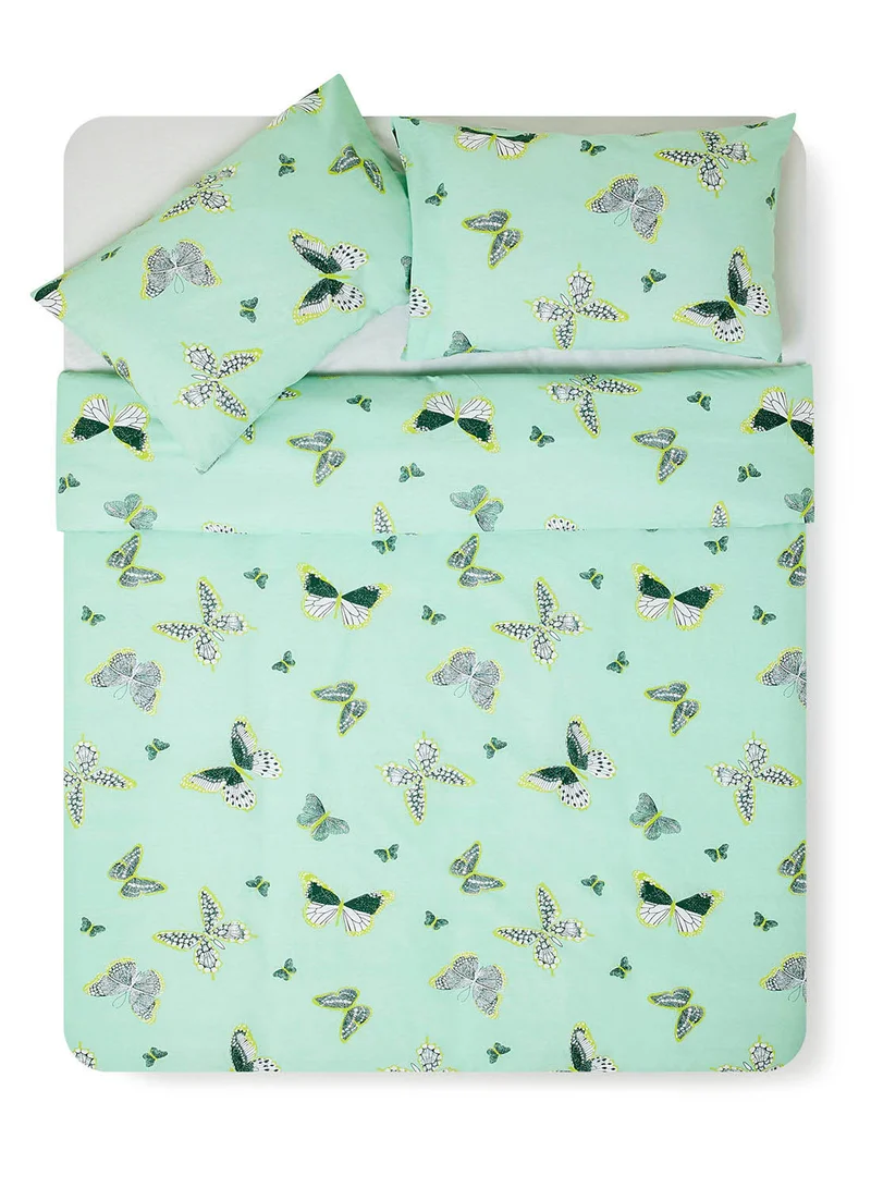Noon East Duvet Cover Set - With 1 Duvet Cover And 2 Pillow Cover 50X75 Cm - For King/Super King Size Mattress - 100% Cotton 180 Thread Count Green 260 x 220cm