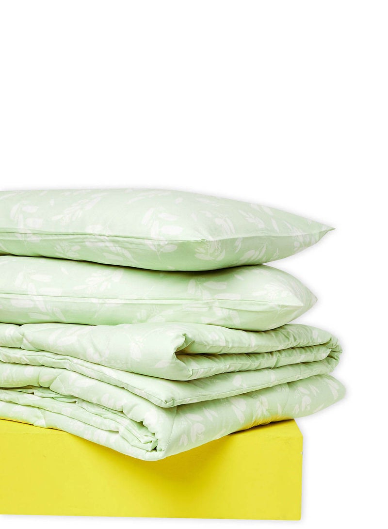 Amal Comforter Set With Pillow Cover 50X75 Cm, Comforter 260X240 Cm - For King/Super King Size Mattress - 100% Cotton Percale - Sleep Well Lightweight And Warm Bed Linen Cotton Light Green  - Image 2