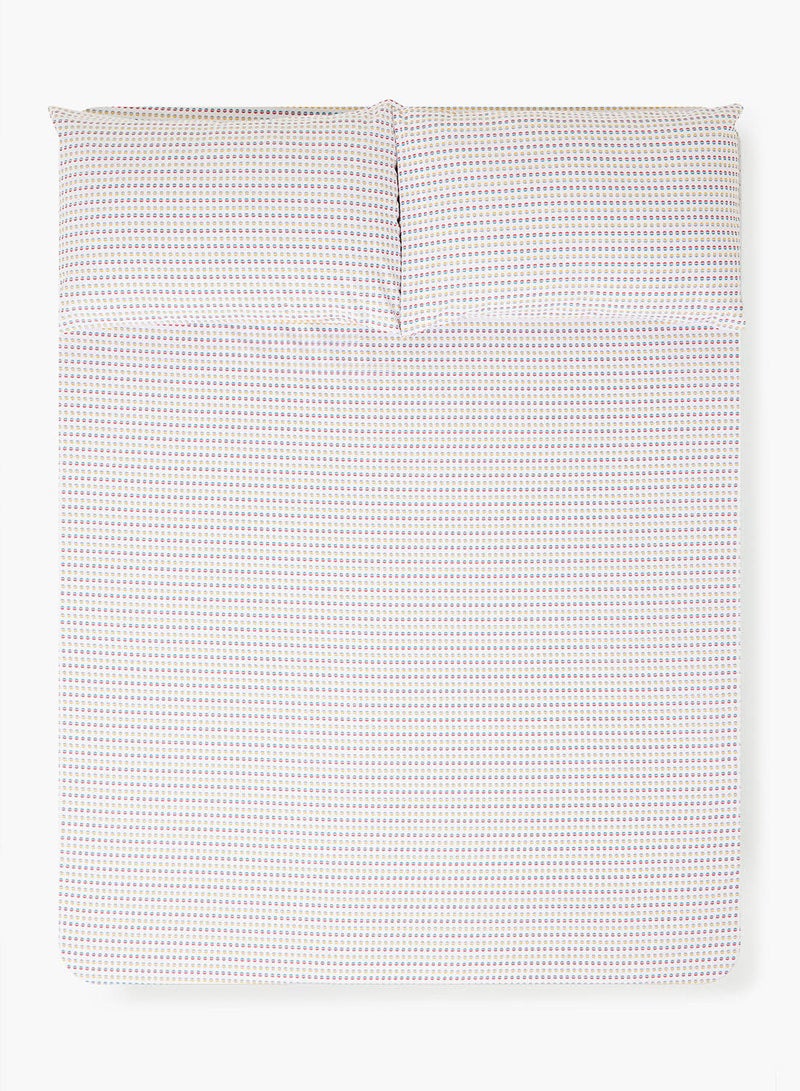 Amal - Fitted Bedsheet Set Super King Size High Quality 100% Cotton Percale 144 TC Light Weight Everyday Use 1 Bed Sheet And 2 Pillow Cases Printed White/Red Cotton White/Red - Image 1