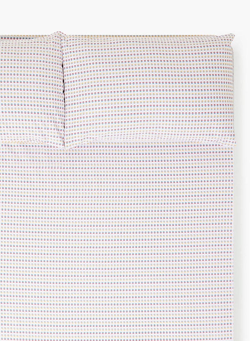 Amal - Fitted Bedsheet Set Super King Size High Quality 100% Cotton Percale 144 TC Light Weight Everyday Use 1 Bed Sheet And 2 Pillow Cases Printed White/Red Cotton White/Red - Image 1